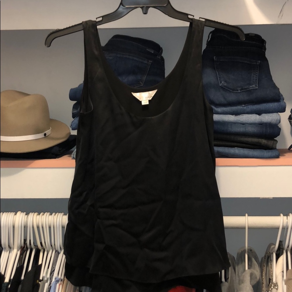 Black silk flounce top